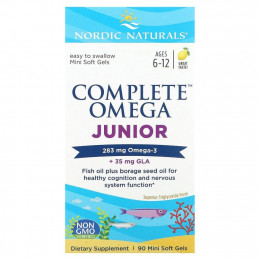 Nordic Naturals, Complete Omega, для детей от 6 до 12 лет, со вкусом лимона, 283 мг, 90 мини-капсул