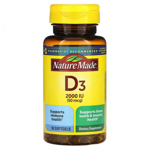 Nature Made, Vitamin D3, 50 mcg, 90 Softgels