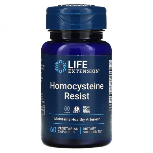 Life Extension, Homocysteine Resist, добавка для поддержания здорового уровня гомоцистеина, 60 вегетарианских капсул