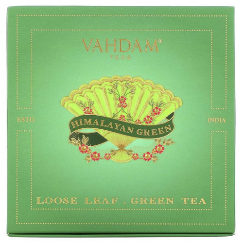 Vahdam Teas, рассыпной зеленый чай, подарочный набор гималайского зеленого чая, 1 жестяная коробка