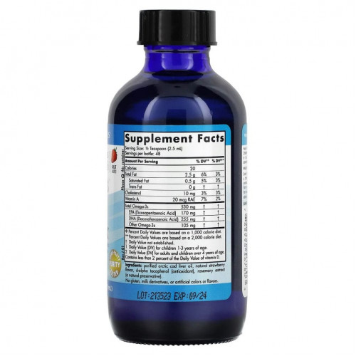 Nordic Naturals, ДГК для детей от 1 до 6 лет, со вкусом клубники, 530 мг, 119 мл (4 жидк. унции)