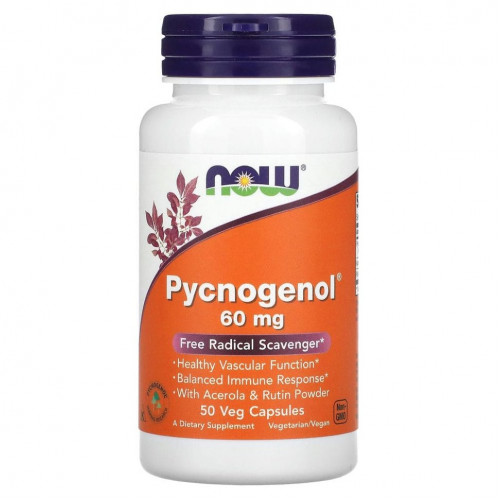 NOW Foods, Pycnogenol (пикногенол), 60 мг, 50 растительных капсул