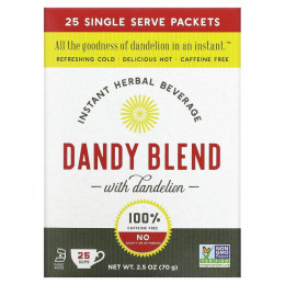 Dandy Blend, Instant Herbal Beverage With Dandelion (Быстрорастворимый травяной напиток с одуванчиком), без кофеина, 25 одноразовых пакетиков