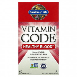 Garden of Life, Vitamin Code, Healthy Blood, 60 веганских капсул