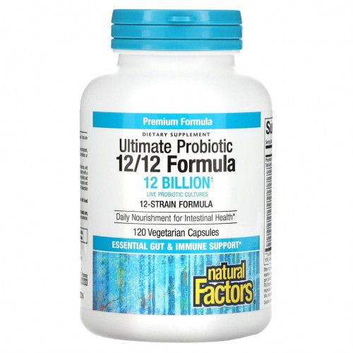 Natural Factors, Ultimate Probiotic, 12/12 Formula, 12 миллиардов КОЕ, 120 растительных капсул