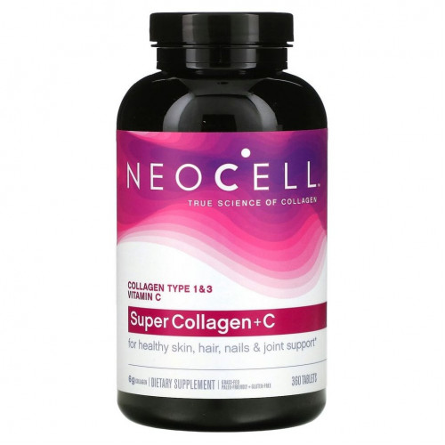 Neocell, Super Collagen + C, коллаген типа 1 и 3 с витамином C, 360 таблеток