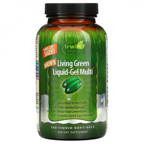 Irwin Naturals, Men's Living Green Liquid-Gel Multi, 120 жидких гелевых капсул