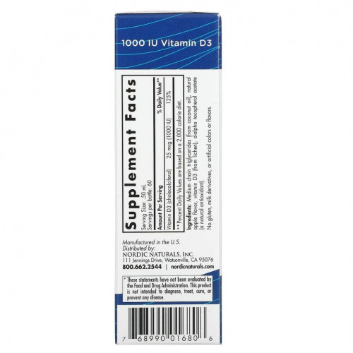 Nordic Naturals, жидкий растительный витамин D3, 1000 МЕ, 30 мл (1 жидк. унция)