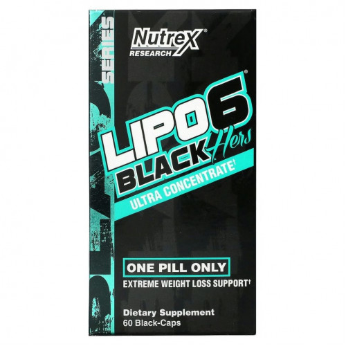 Nutrex Research, LIPO-6 Black для женщин, ультраконцентрат, 60 черных капсул