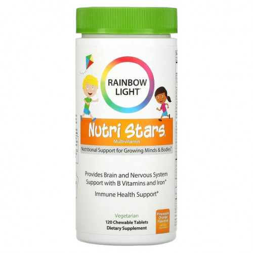 Rainbow Light, Nutri Stars, мультивитамины, со вкусом ананаса и апельсина, 120 жевательных таблеток