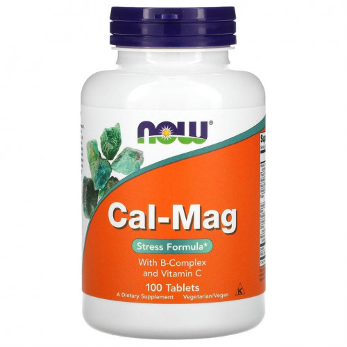 NOW Foods, Cal-Mag, Stress Formula, для снятия стресса, 100 таблеток