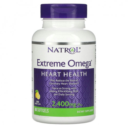 Natrol, Extreme Omega, со вкусом лимона, 1200 мг, 60 мягких желатиновых капсул