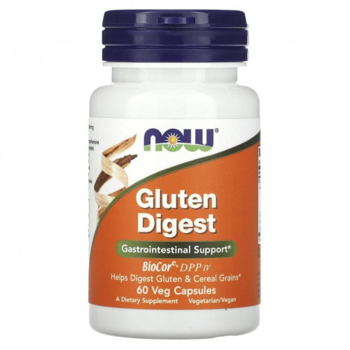 NOW Foods, Gluten Digest, добавка для переваривания глютена, 60 растительных капсул