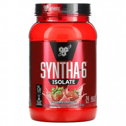 BSN, Syntha-6 Isolate, сухая смесь для приготовления протеиновых коктейлей, со вкусом клубники, 912 г (2,01 фунтов)