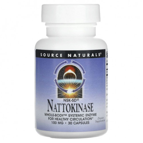 Source Naturals, NSK-SD наттокиназа, 100 мг, 30 капсул