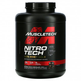 Muscletech, Nitro Tech, 100% Whey Gold, сывороточный протеин в порошке, двойной шоколад, 2,51 кг (5,54 фунта)