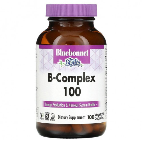 Bluebonnet Nutrition, B-Complex 100, витамины группы B, 100 вегетарианских капсул