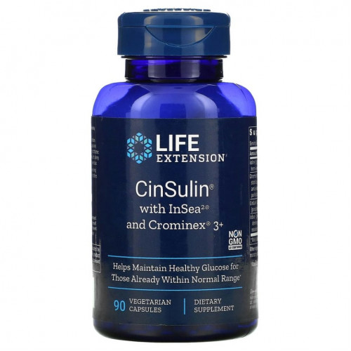 Life Extension, CinSulin с InSea2 и Crominex 3+, 90 растительных капсул