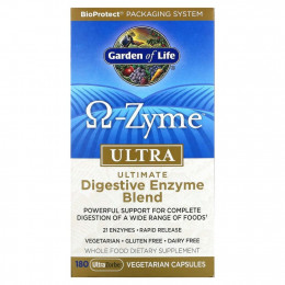 Garden of Life, ?-Zyme, Ultra, Комплекс пищеварительных ферментов, 180 вегетарианских капсул UltraZorbe