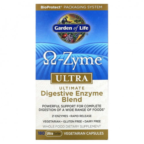 Garden of Life, ?-Zyme, Ultra, Комплекс пищеварительных ферментов, 180 вегетарианских капсул UltraZorbe