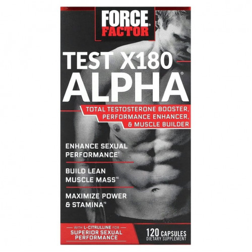 Force Factor, Test X180 Alpha, бустер тестостерона, 120 капсул