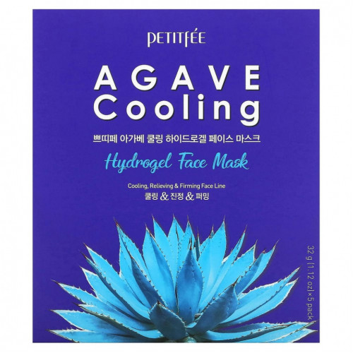 Petitfee, Agave Cooling, гидрогелевая маска для лица, 5 шт. по 32 г (1,12 унции)