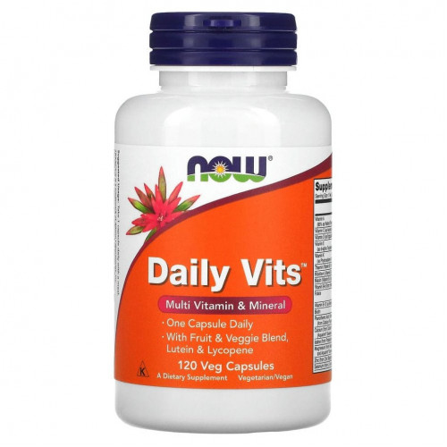 NOW Foods, Daily Vits, мультивитамины и микроэлементы, 120 вегетарианских капсул