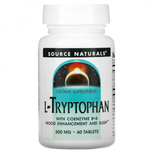 Source Naturals, L-триптофан с витамином В6 в коэнзимной форме, 500 мг, 60 таблеток