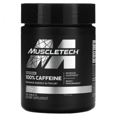 Muscletech, Platinum 100%, кофеин, 220 мг, 125 таблеток