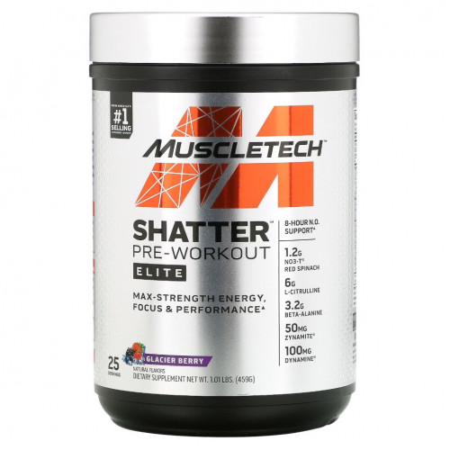 Muscletech, Shatter Pre-Workout, Elite, Glacier Berry, 1.01 lbs (459 g)