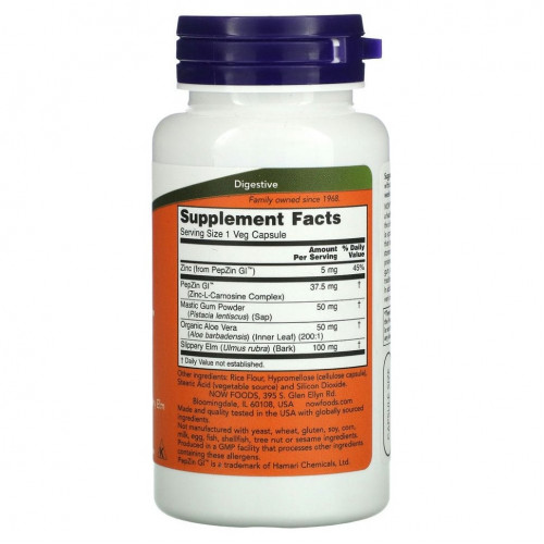 NOW Foods, Gastro Comfort с PepZin GI, 60 растительных капсул