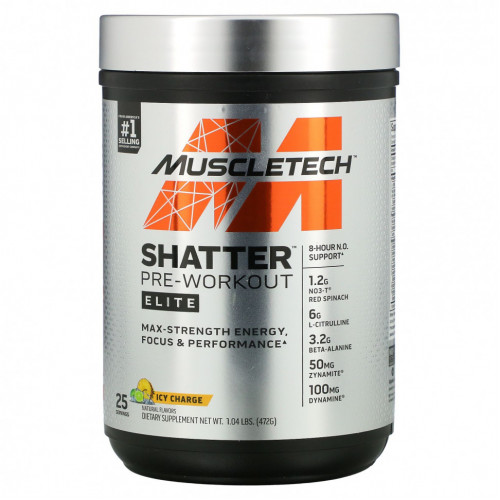 Muscletech, Shatter Pre-Workout, Elite, Icy Charge, 1.04 lbs (472 g)