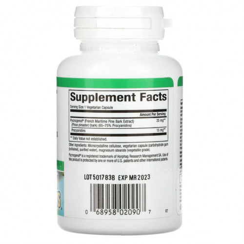 Natural Factors, Pycnogenol, 25 мг, 60 вегетарианских капсул