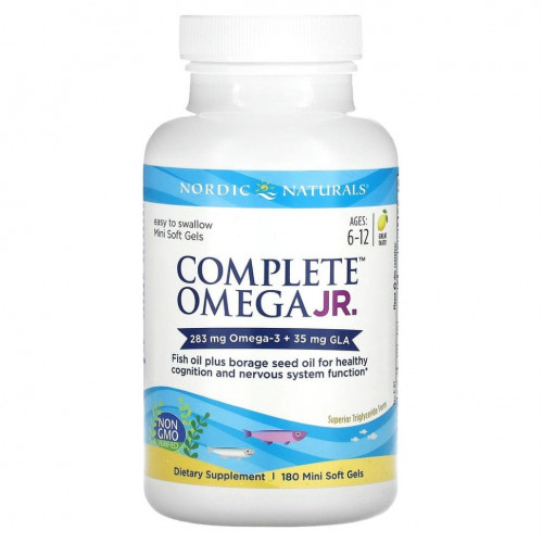 Nordic Naturals, Complete Omega Junior, для детей от 6 до 12 лет, лимон, 180 мини-капсул