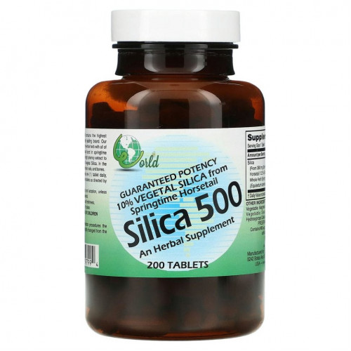 World Organic, Silica 500, 200 таблеток