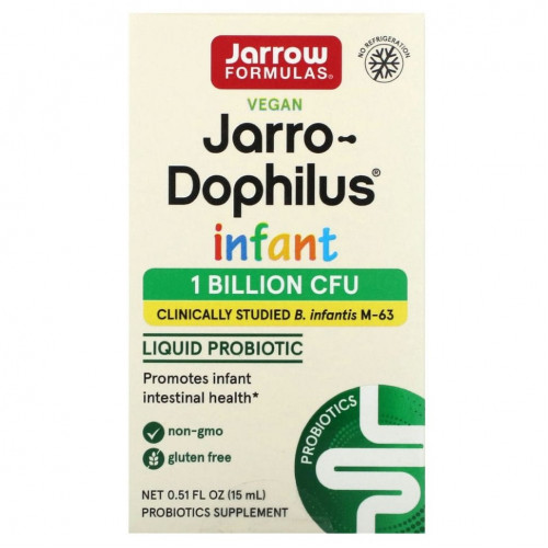 Jarrow Formulas, Jarro-Dophilus, для младенцев, пробиотики в каплях, 1 миллиард живых бактерий, 15 мл (0,51 жидк. унции)