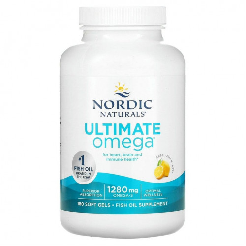 Nordic Naturals, Ultimate Omega, со вкусом лимона, 640 мг, 180 капсул