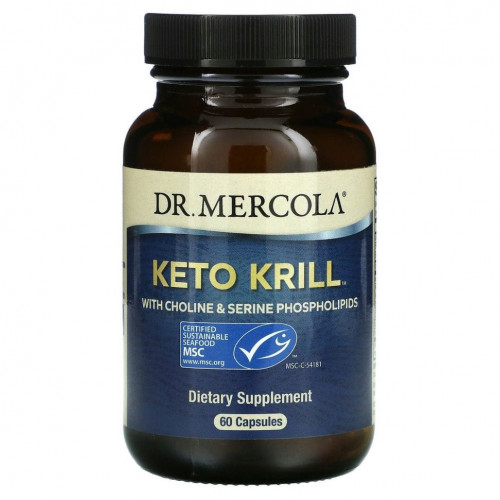 Dr. Mercola, Keto Krill, криль с фосфолипидами холина и серина, 60 капсул