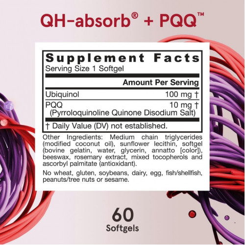 Jarrow Formulas, убихинол, QH-Absorb + PPQ, 60 мягких таблеток