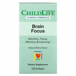 Childlife Clinicals, Brain Focus, натуральные ягоды, 120 мягких таблеток