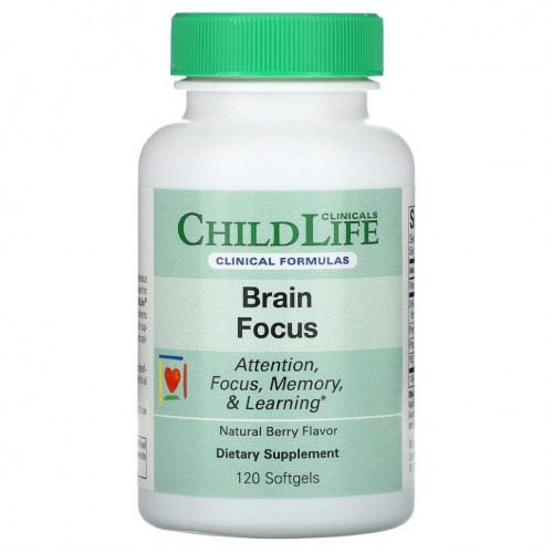 Childlife Clinicals, Brain Focus, натуральные ягоды, 120 мягких таблеток