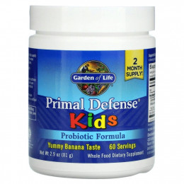 Garden of Life, Kids, Primal Defense, пробиотическая формула, с натуральным банановым вкусом, 81 г (2,9 унции)