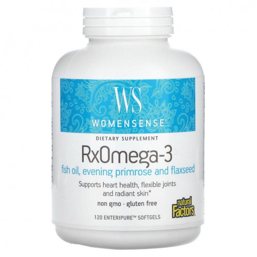 Natural Factors, WomenSense, RxOmega-3, 120 мягких таблеток Enteripure