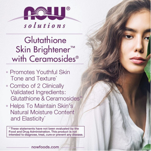 NOW Foods, Solutions, Glutathione Skin Brightene, осветляющее средство для кожи с глутатионом, 30 вегетарианских капсул