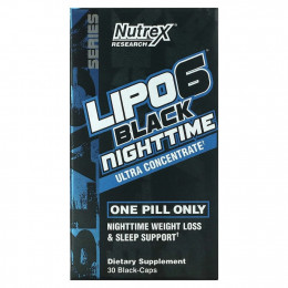 Nutrex Research, LIPO-6 Black Nighttime, ультраконцентрат, 30 черных капсул