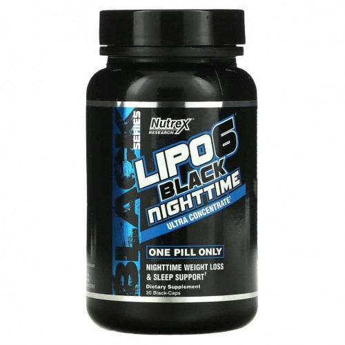 Nutrex Research, LIPO-6 Black Nighttime, ультраконцентрат, 30 черных капсул