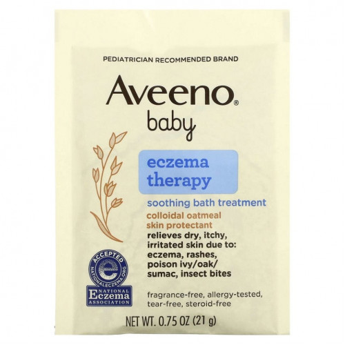 Aveeno, Успокаивающее средство для принятия ванн при экземе у детей, без запаха, 5 пакетиков, 106 г (3,75 унций)