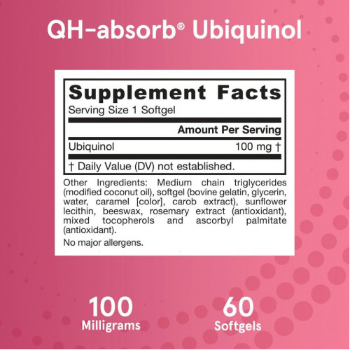 Jarrow Formulas, убихинол QH-Absorb, 100 мг, 60 мягких таблеток