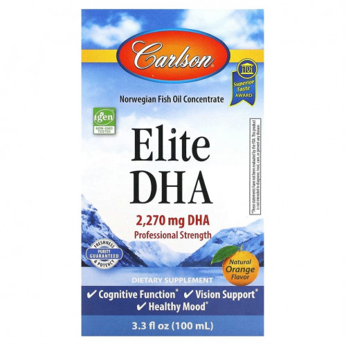 Carlson Labs, Elite DHA натуральный апельсиновый вкус, 2270 мг, 100 мл (3,3 жидк. унции)