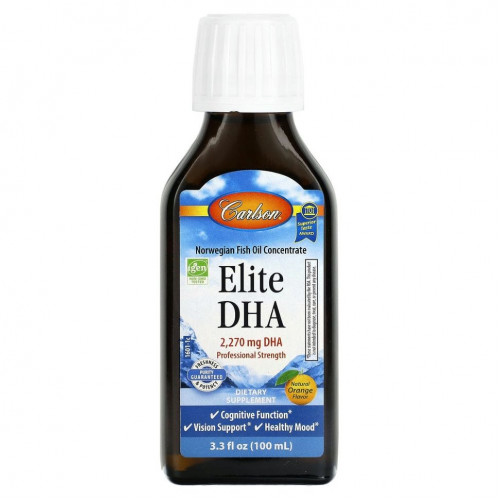 Carlson Labs, Elite DHA натуральный апельсиновый вкус, 2270 мг, 100 мл (3,3 жидк. унции)